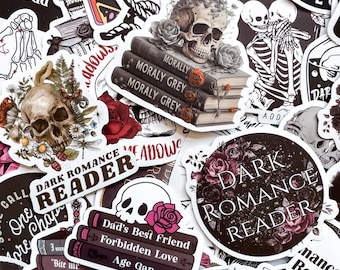 Pack of 50 Gothic Dark Romance Book Stickers, Skeleton Rose Stickers, Witchy Potion Stickers, Waterproof Stickers for Gothic Lovers, Gifts