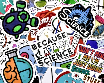 Confezione da 50 adesivi scientifici, adesivi per laboratori di chimica, adesivi per appassionati di fisica, adesivi scientifici divertenti, adesivi impermeabili per studenti e insegnanti