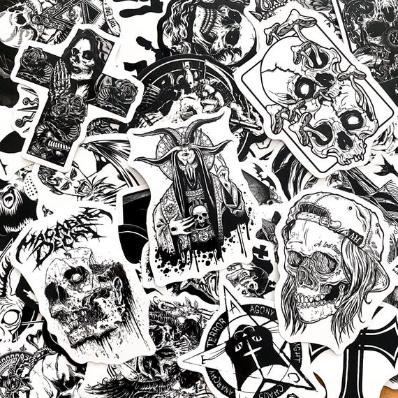 Pack of 50 Gothic Stickers, Occult Horror Stickers, Witchcore Aesthetic Stickers Pack, Waterproof Stickers for Phone, Laptop, Water Bottle