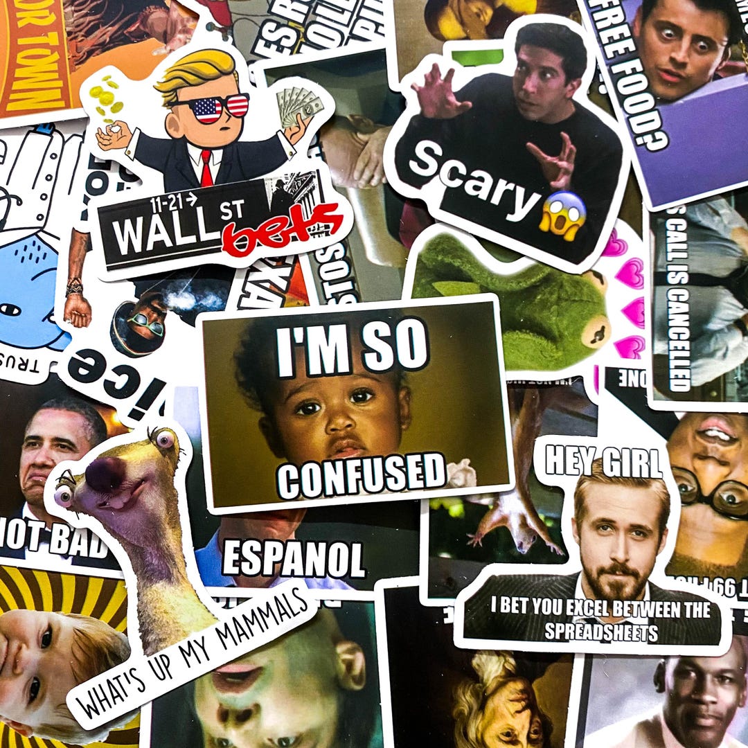 Pack of 50 Meme Stickers, Funny Reaction Stickers, Internet Humor ...