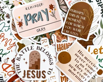 Pack of 50 Christian Quote Stickers, Bible Verse Stickers, Faith Prayer Stickers, Inspirational Art Waterproof Stickers for Christians