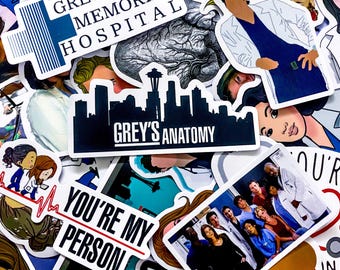 Confezione da 50 adesivi Grey Anatomy, adesivi divertenti di programmi TV, adesivi con citazioni di personaggi, adesivi medici impermeabili per fan e collezionisti