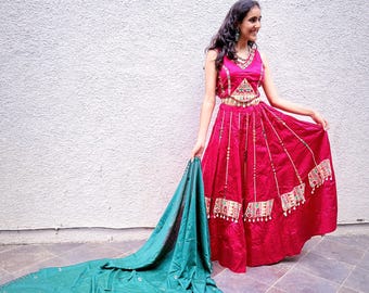 Garba Chaniya Choli rosa intenso
