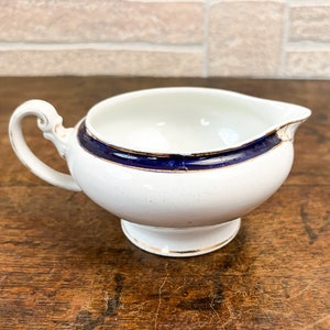 Antique Gravy Boat, Sauce Jug, Blue and White, Edwardian, English.