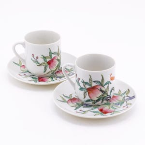 Antique Hand Painted Japanese Porcelain Demi-Tasse Cups and Saucers, Garfinkel&#39;s.