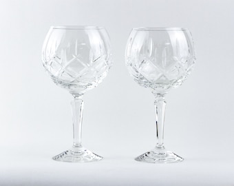 Vintage Pair of Elegant Crystal Balloon Wine Glasses, "Lady Anne" Design by Gorham