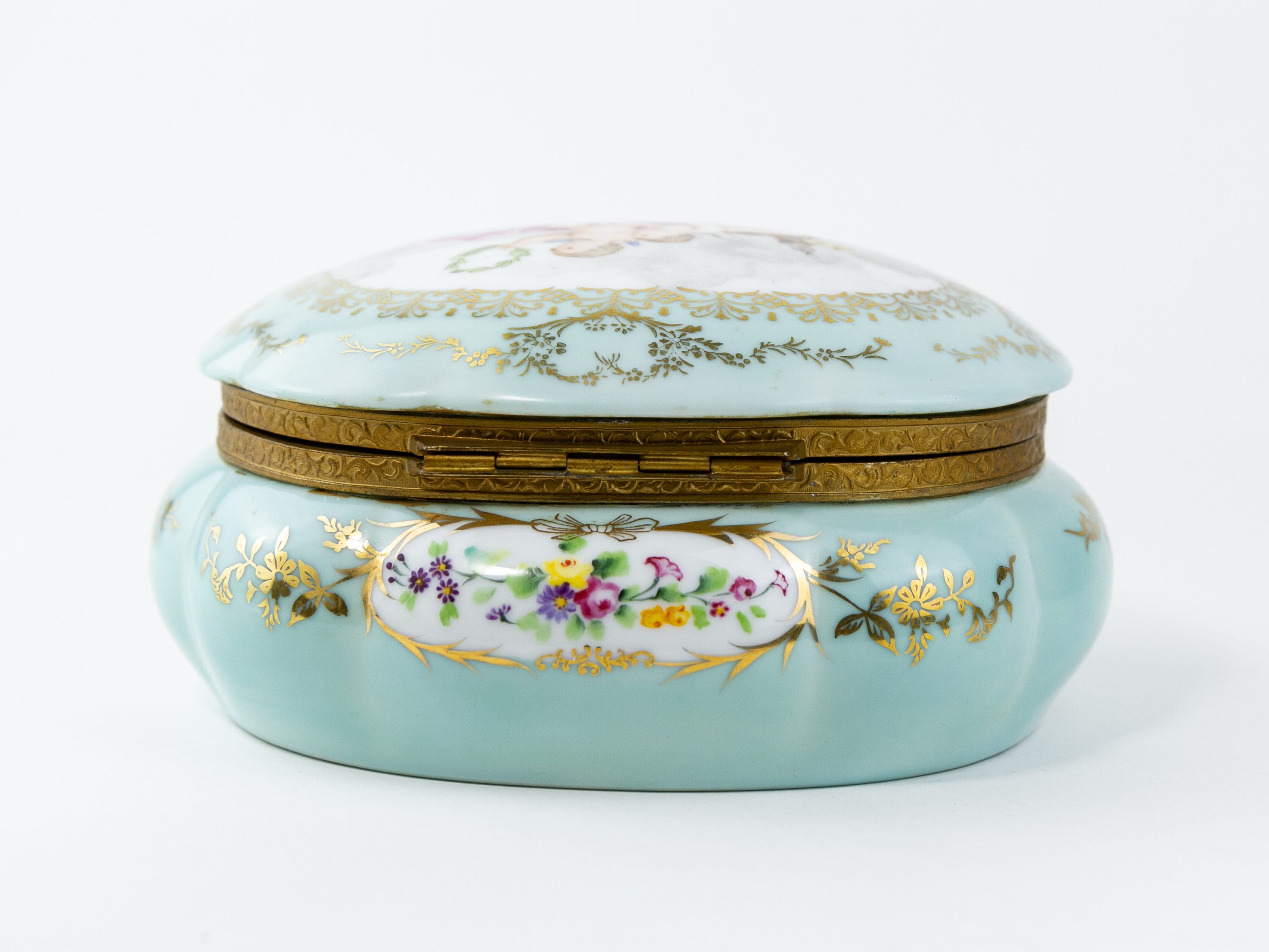 Antique German Hand Painted Porcelain Powder Box C.1900 - Etsy
