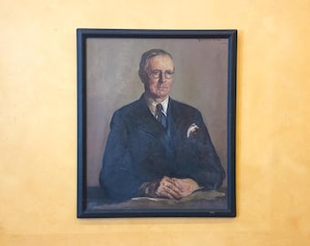Large Original Gertrude Fiske Oil on Canvas Portrait Painting 1943
