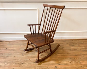 Mid Century Walnut Mel Smilow, Smilow-Thielle Classic Rocking Chair, New York C.1960.