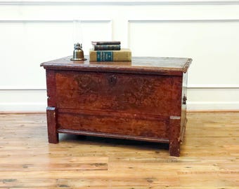 Antique 18th Century Continental Coffer Trunk.