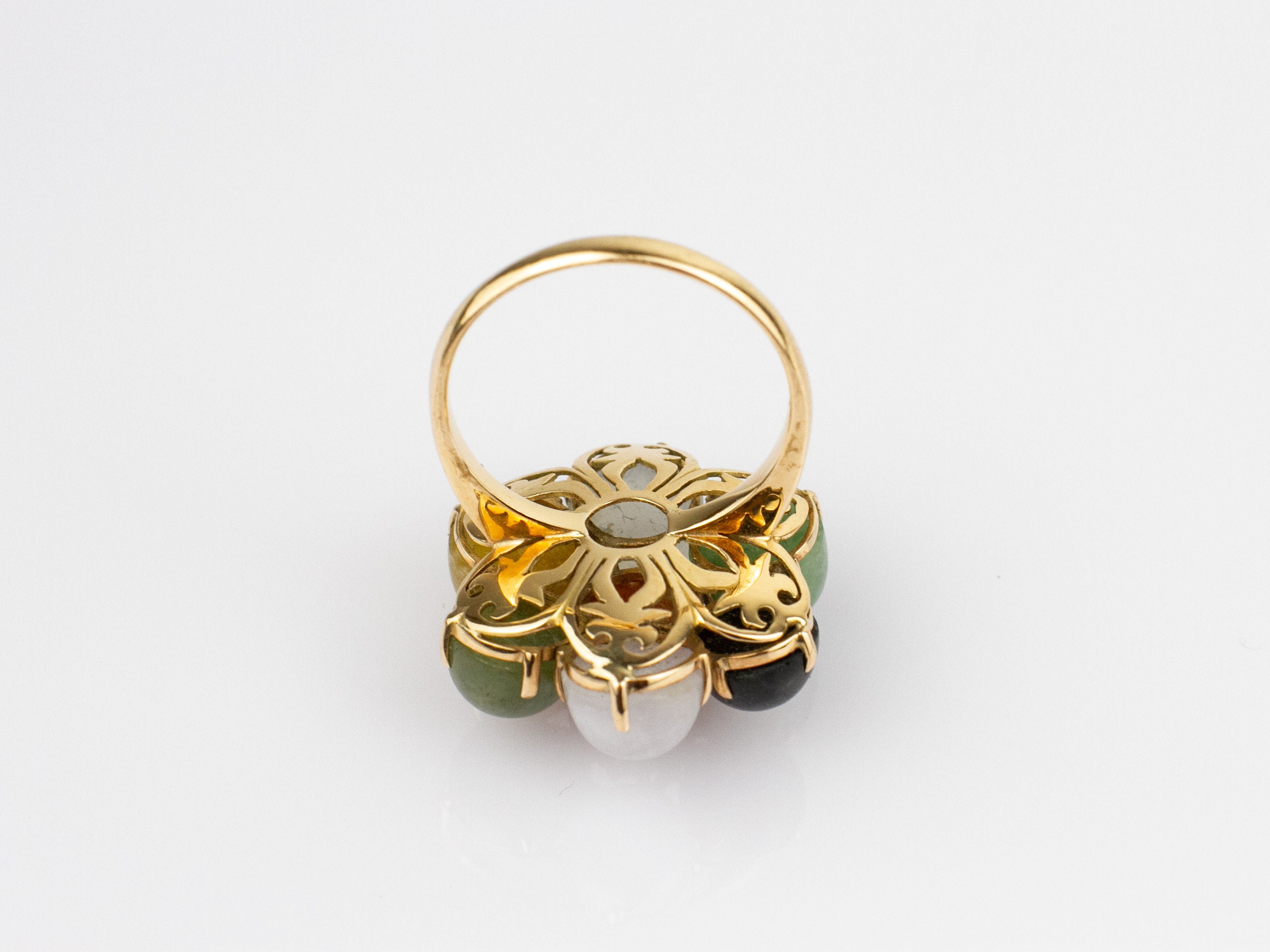 Vintage 14K Gold and Multi Colored Jade Flower Ring. Size 7 1/2. - Etsy