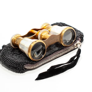 Antique French Opera Glasses Binoculars, Lemaire Fi, Paris. Brass and Mother of Pearl