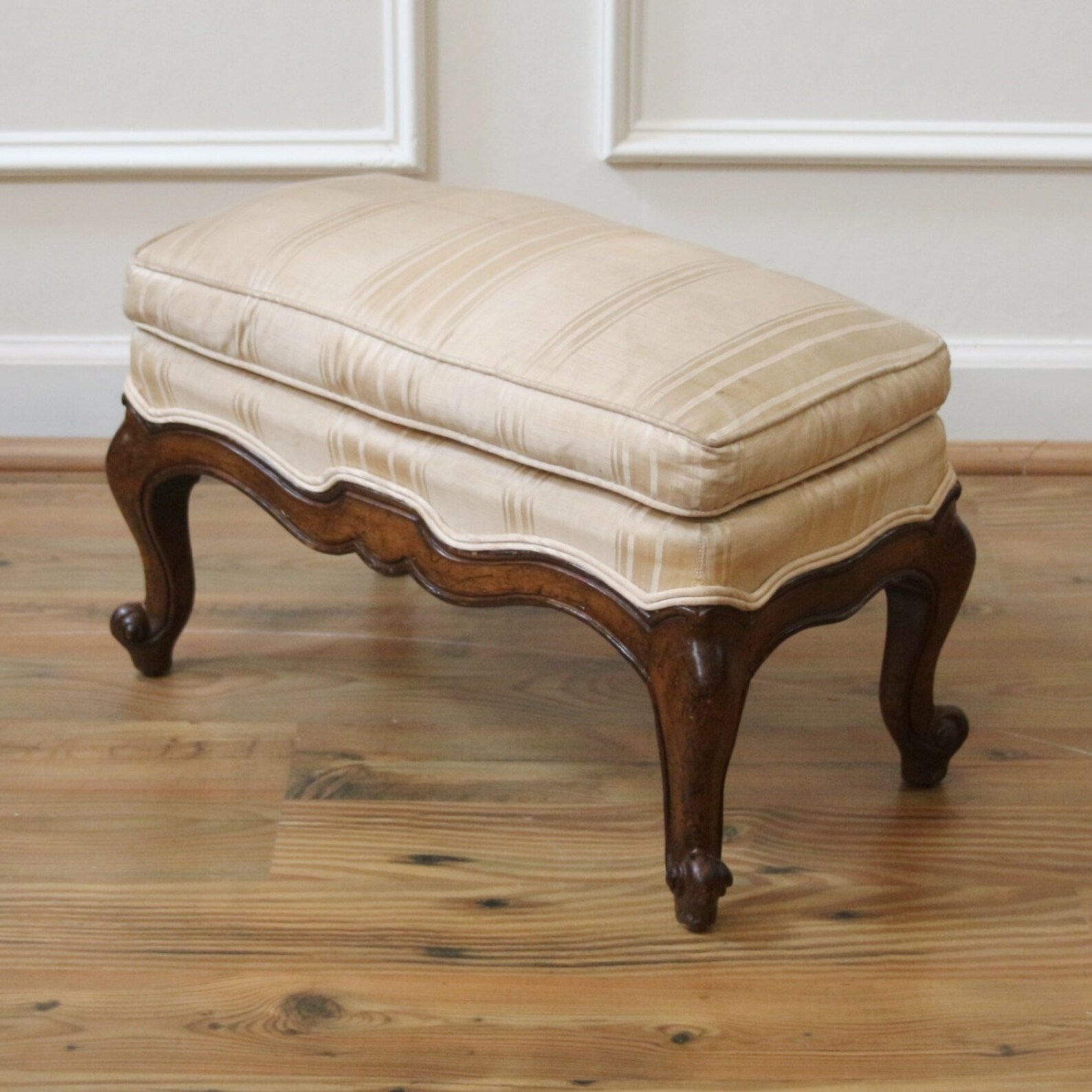 Antique French Small Upholstered Foot Stool Bench. | Etsy