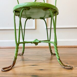 Antique Twisted Iron Green Painted Childs Chair image 6