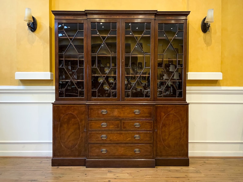 Vintage Baker Furniture Mahogany Breakfront China Etsy