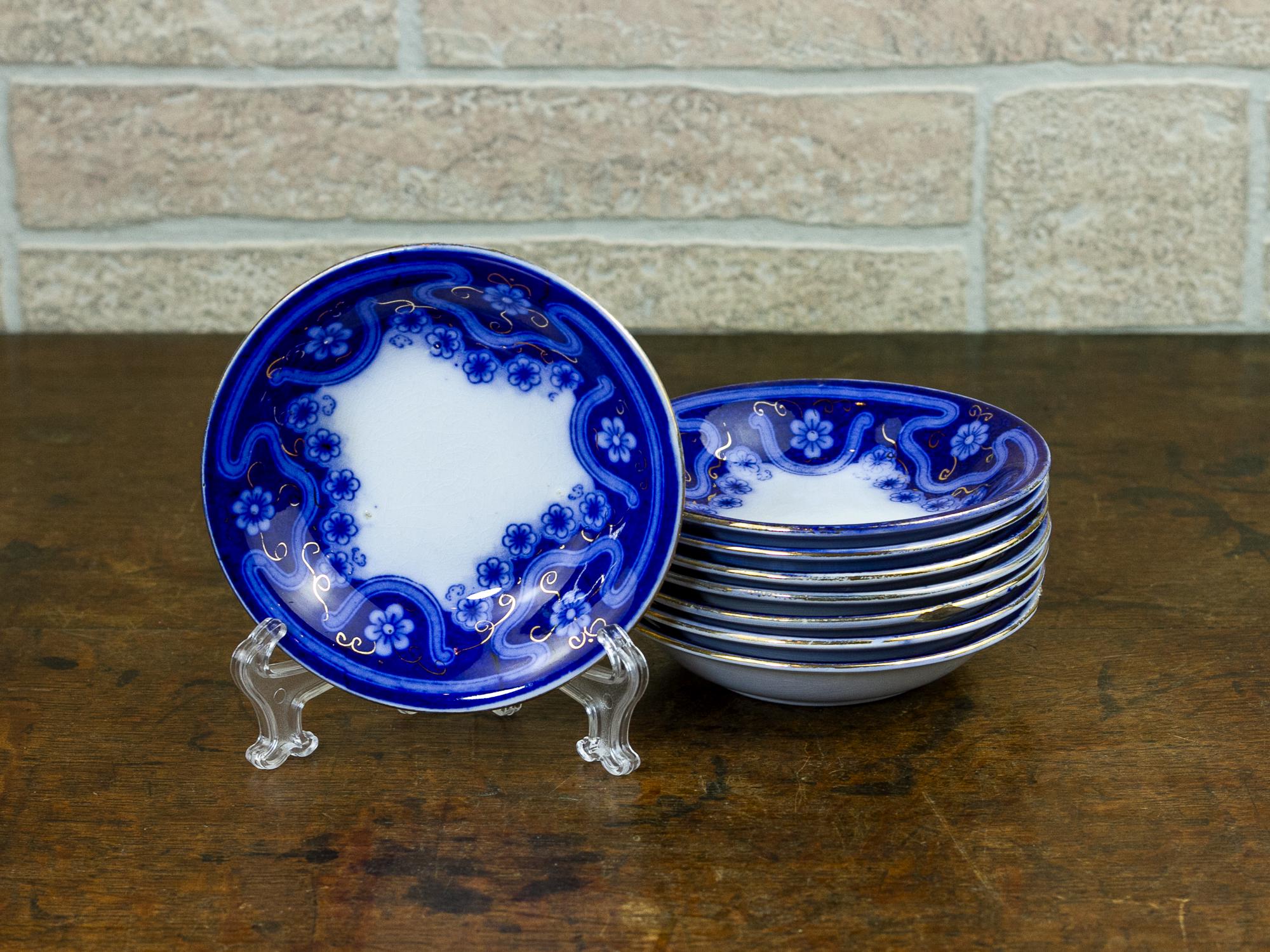 Set of 8 Antique Flow Blue Small 5