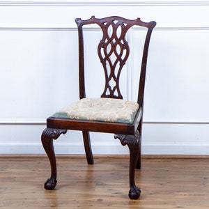 Antique Chippendale Style Mahogany Side Chair with Ball & Claw Feet American c.1880