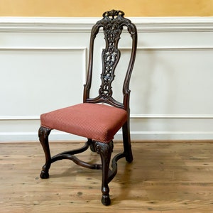 Antique Heavily Carved Hoof Foot Side Chair