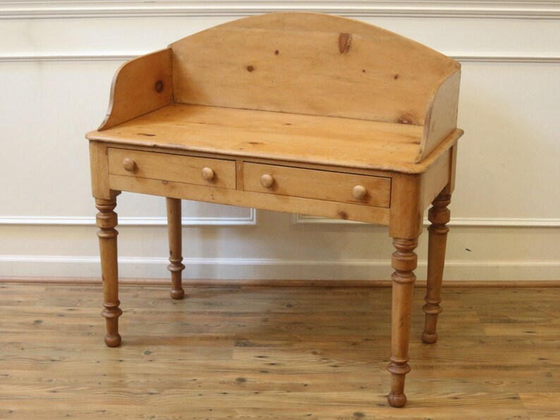 Antique 19th Century English Pine Wash Stand Desk Or Writing Table