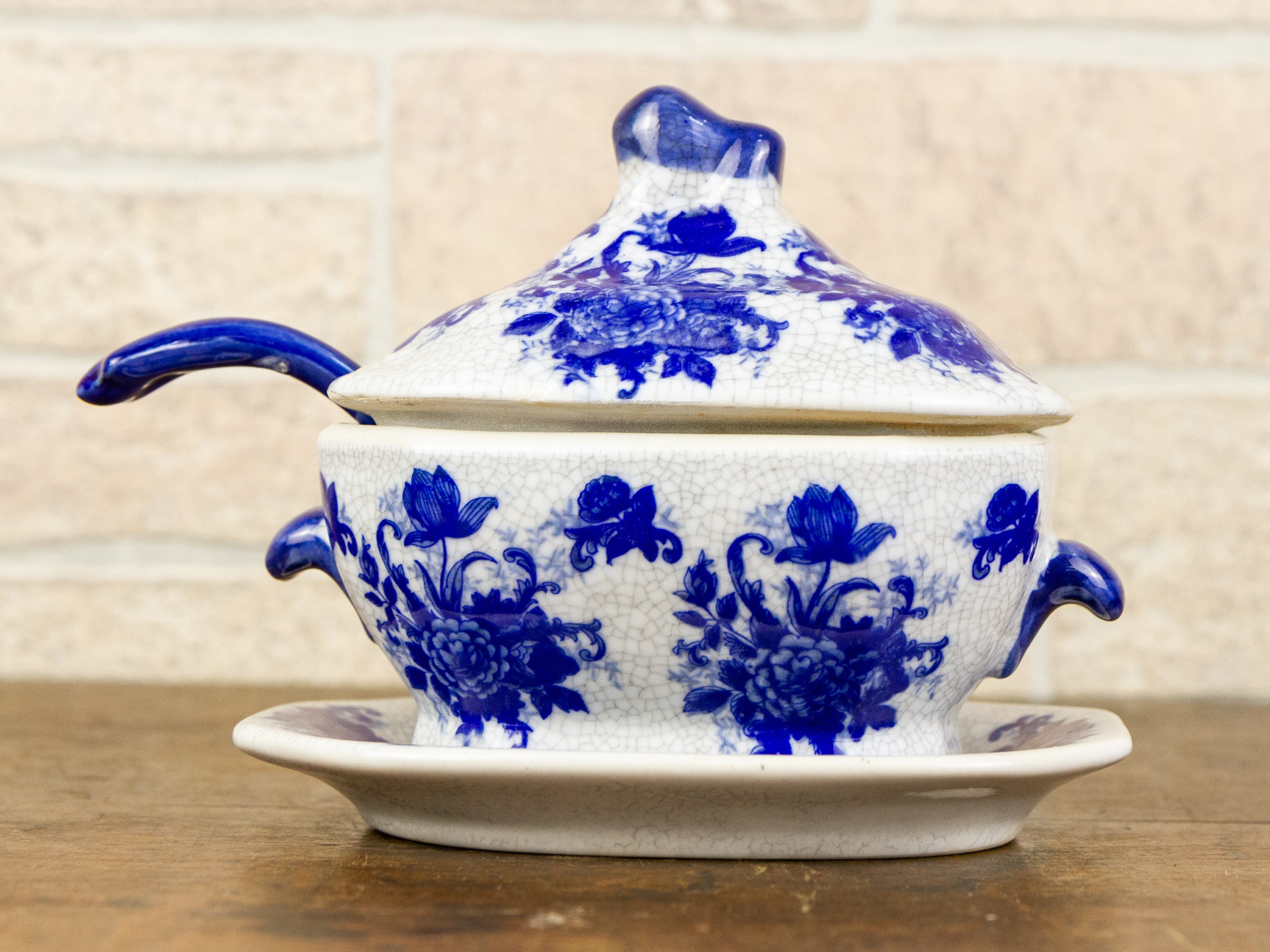 Vintage Flow Blue Sauce Tureen With Under Plate and Ladle. - Etsy