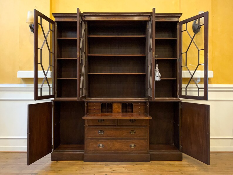 Vintage Baker Furniture Mahogany Breakfront China Etsy