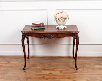 Antique 19th Century Liege Hand Carved Oak Occasional Table Louis XV Style.