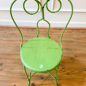 Antique Twisted Iron Green Painted Childs Chair image 8