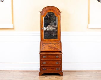 Vintage Mid Century Burled Walnut Secretary Dresser: Made in Italy