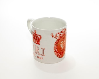 Antique Queen Victoria Diamond Jubilee Mug, Henry Doulton, Burslem, England. 1897.