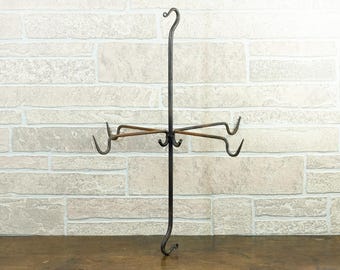 Antique 19th Century French Forged Iron Game / Meat Hanging Hook Rack. 2 Available