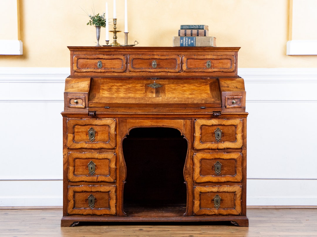 Antique German 17th Century Walnut Baroque Secretary Desk. - Etsy