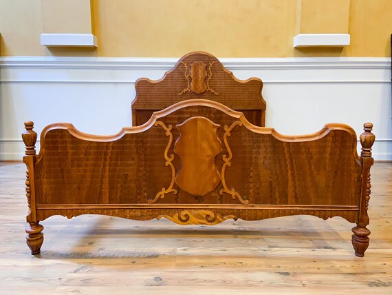 Antique Art Deco Low Profile Birdseye Maple Full Size Bed. Etsy