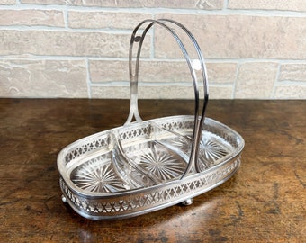 Art Deco 'Alvin' Sterling Silver Serving Basket with Crystal Inserts.