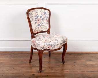 Antique 19th Century French Carved Oak Side Chair.