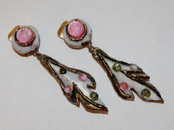 Vintage French Designer Andree Bazot Clip Earring… - image 1