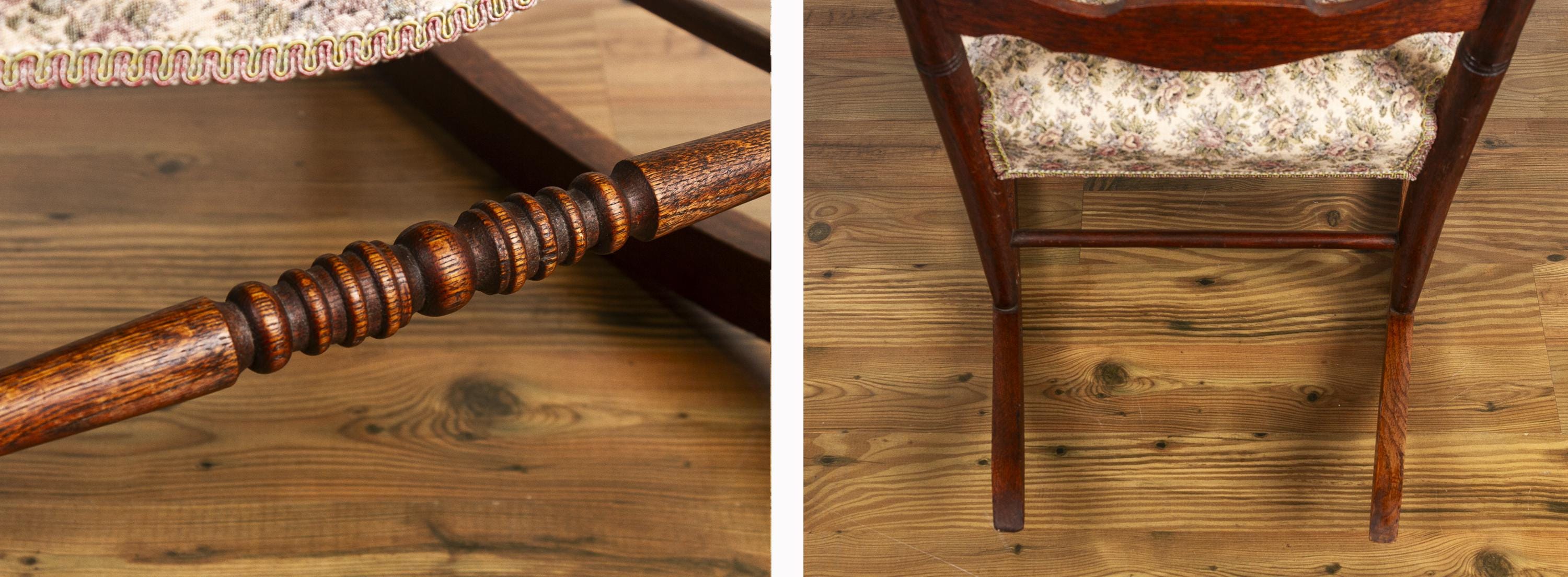 Antique Golden Oak Ladder Back Rocking Chair With Upholstered Seat - Etsy
