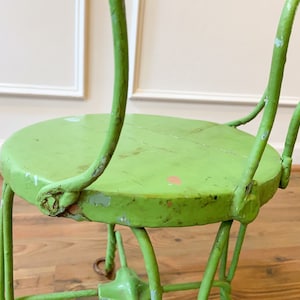 Antique Twisted Iron Green Painted Childs Chair image 7