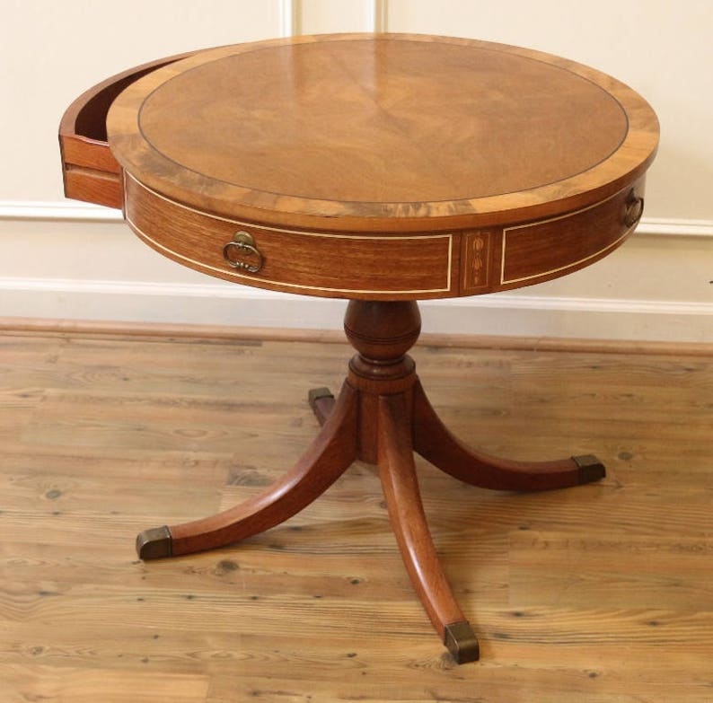 On Hold For Brett. Vintage Round Pedestal Drum Table Duncan Etsy