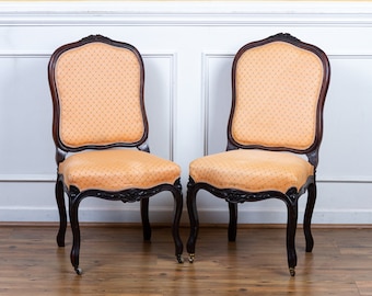 Pair Antique 18th Century French Louis XV Carved Side Chairs