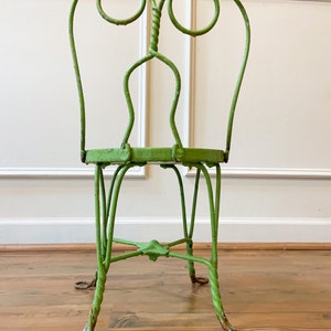 Antique Twisted Iron Green Painted Childs Chair image 4