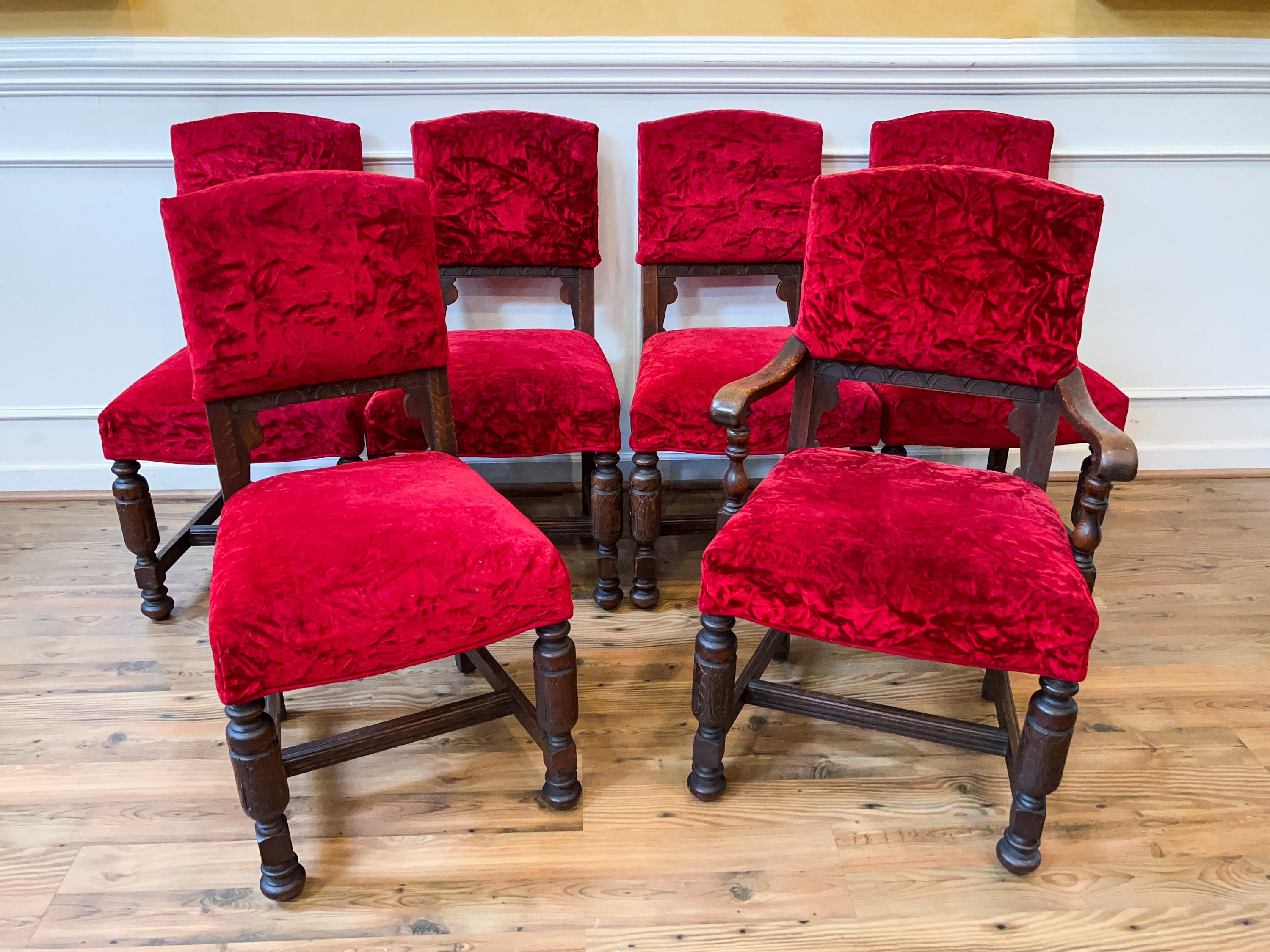 Armchairs Upholstered In Versace Red Double Lion Velvet Fabric