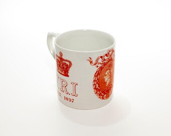 Antique Queen Victoria Diamond Jubilee Mug, Henry Doulton, Burslem, England. 1897.
