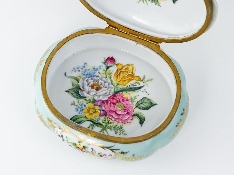 Antique German Hand Painted Porcelain Powder Box C.1900 - Etsy