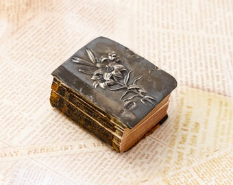 Antique Poetic Works of Longfellow Miniature Book with Sterling Silver Cover.