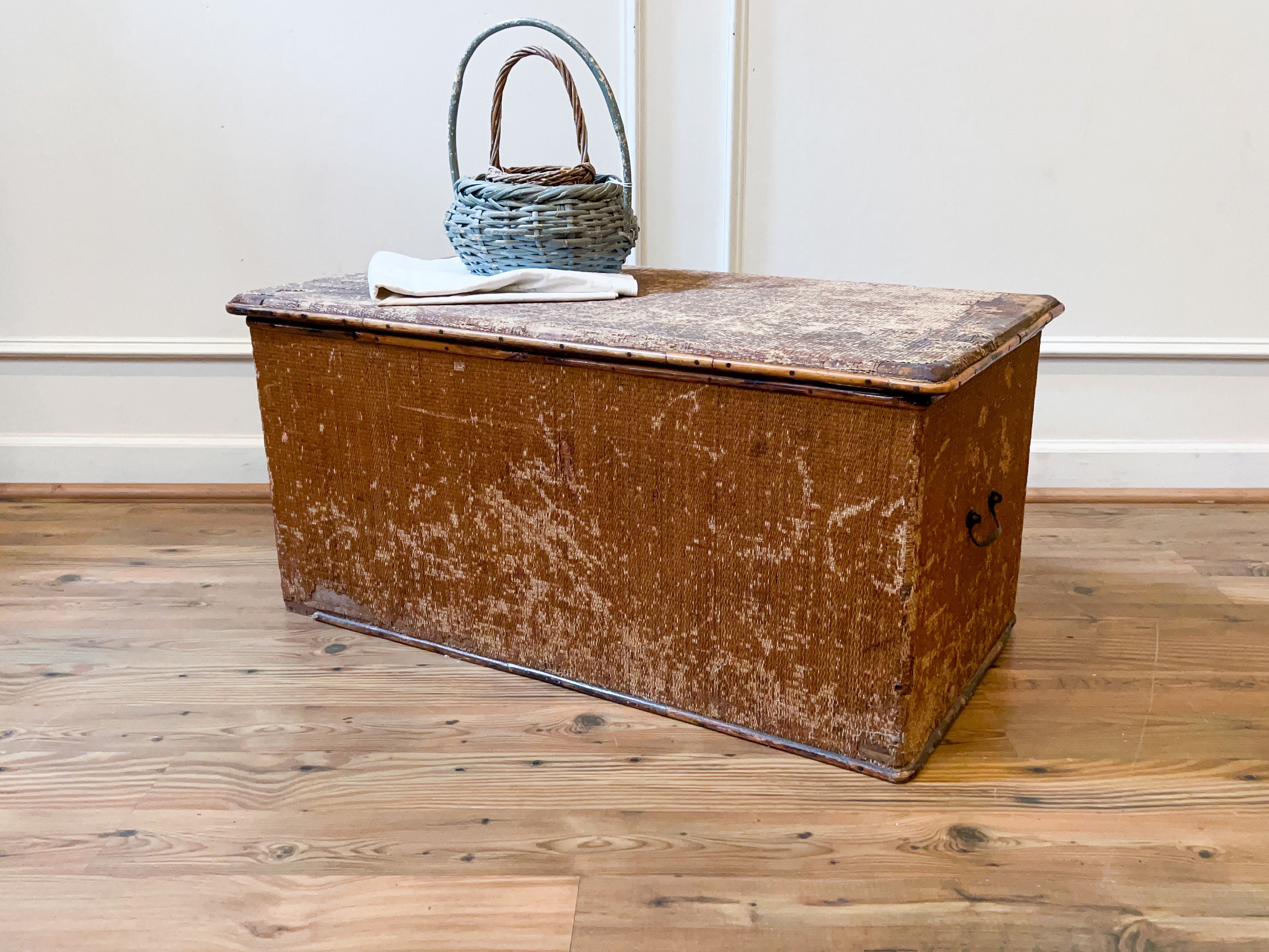 Antique 1920 s Rustic Wicker Covered Cedar Trunk Chest With Bamboo Trim Etsy