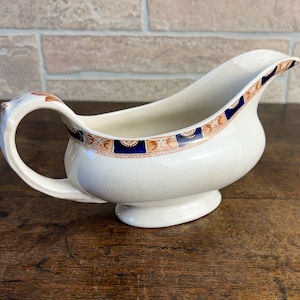 Antique English Stoneware Gravy Sauce Boat.