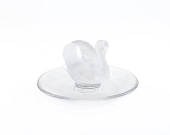 Vintage Lalique France Crystal Swan Cygne Pin Tray, Trinket Dish.