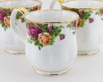 Vintage Royal Albert Fine Bone China Mug, "Country Rose" Pattern, England. Multiples Available