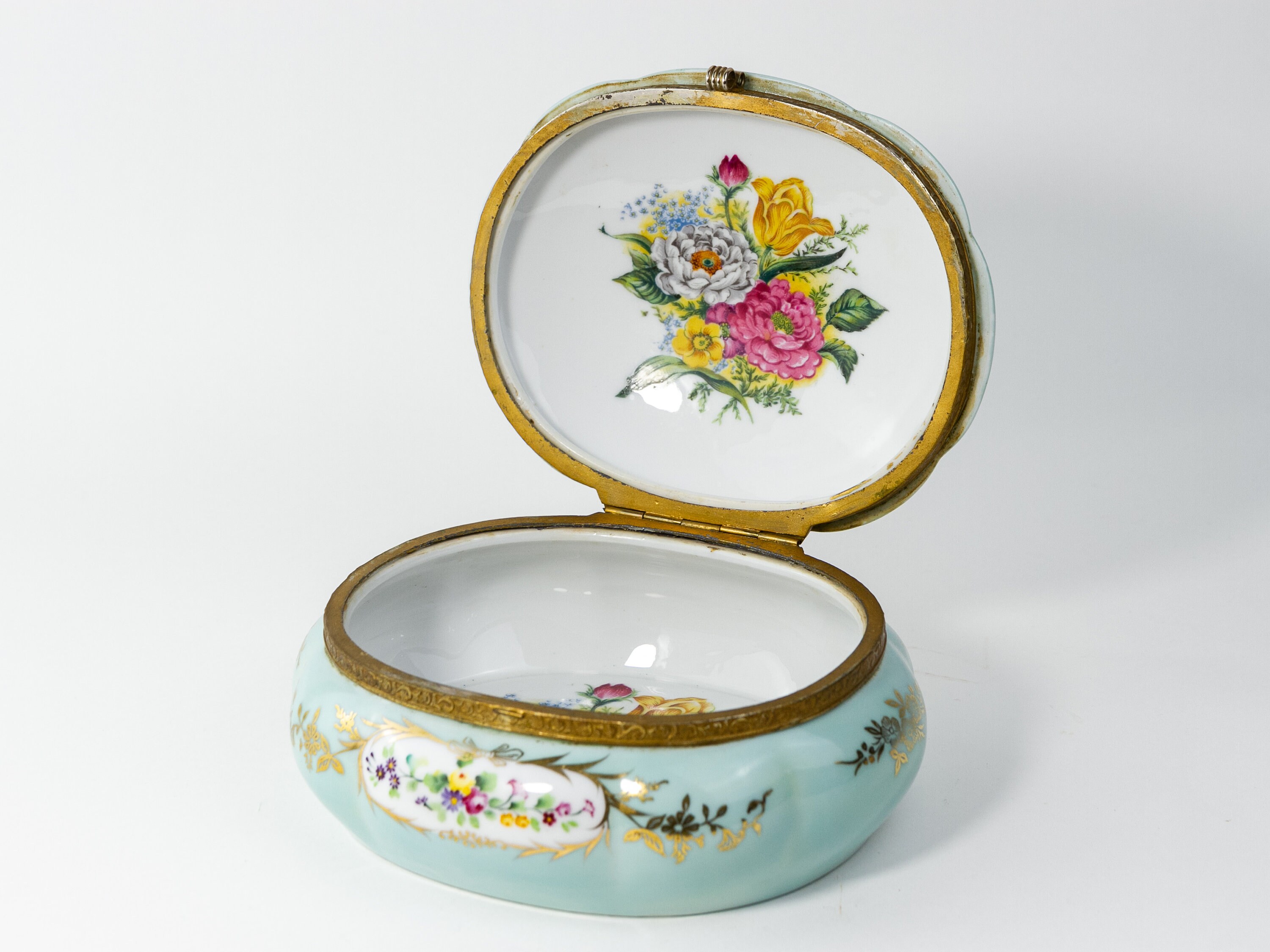 Antique German Hand Painted Porcelain Powder Box C.1900 - Etsy
