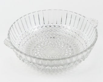 Vintage Pressed Clear Glass Bowl, English, 1930's.